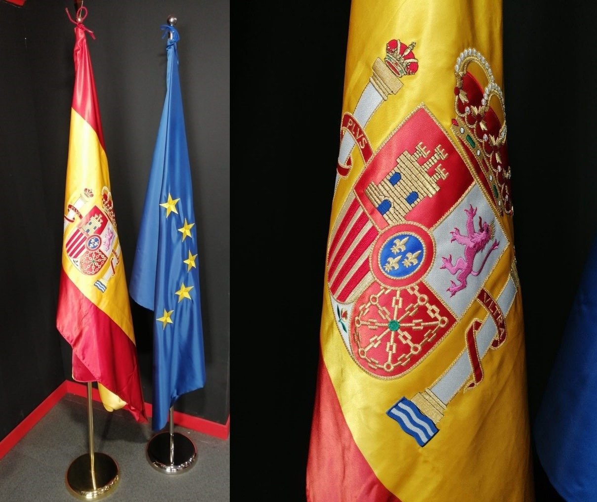 BANDERAS BORDADAS SOBRE TEJIDO DE RASO