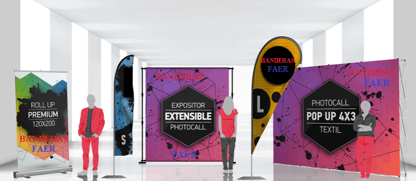 IMAGEN DE DIFERENTES MODELOS PUBLICITARIOS COMO BANDERAS GOTA, PHOTOCALL ETC...