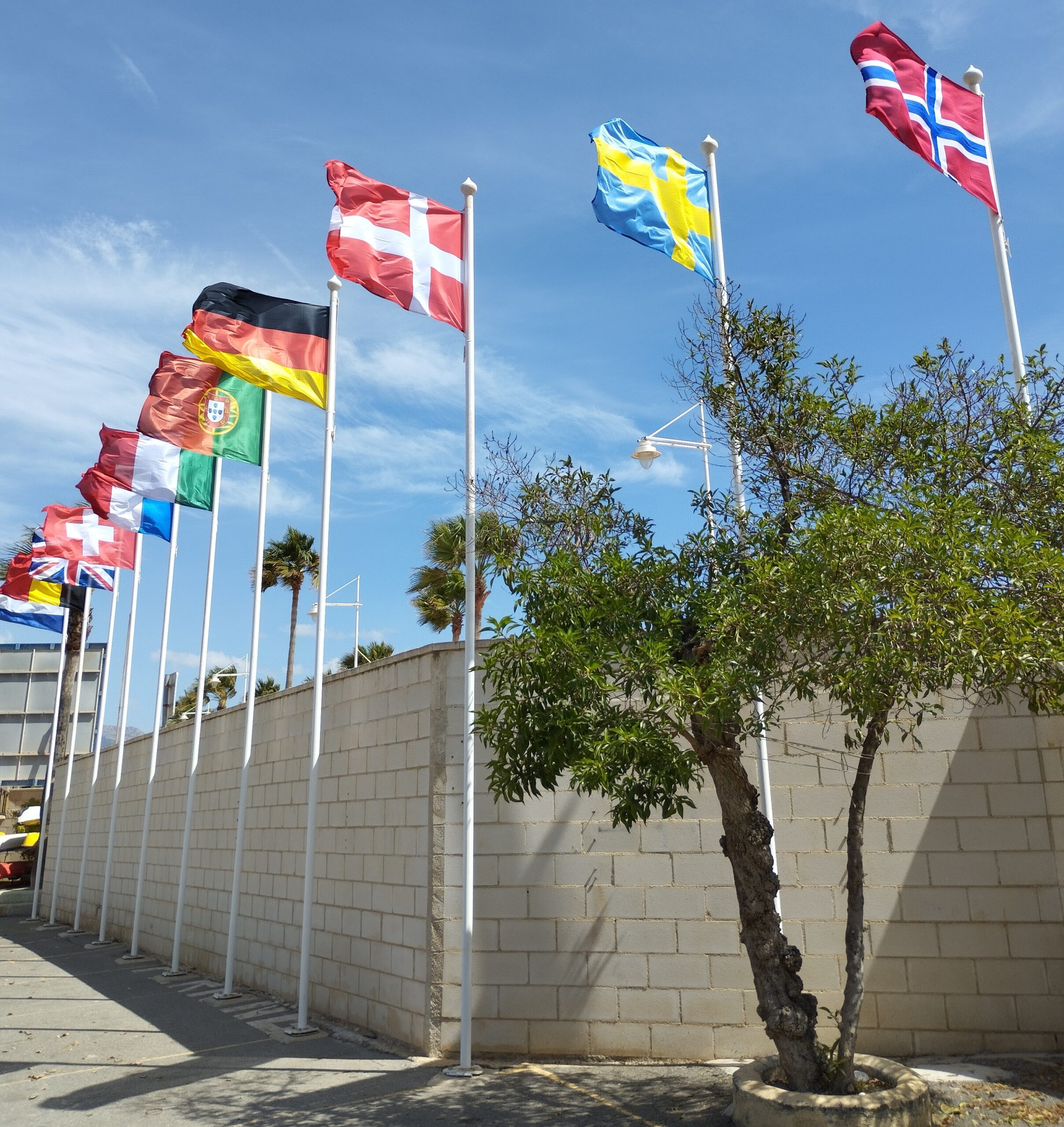 banderas con mástiles de de fibra