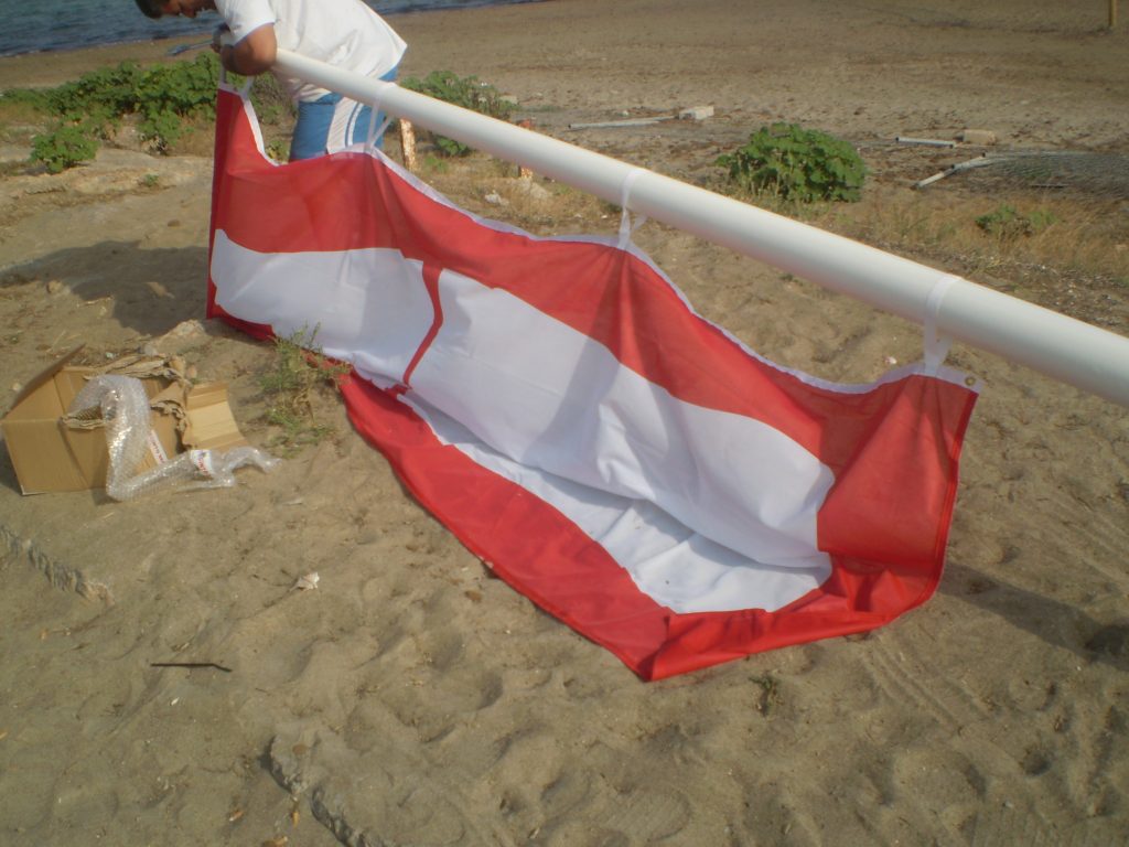 montaje de mastil de fibra de vidrio